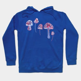 Blue and Red Fantasy Mushrooms Hoodie